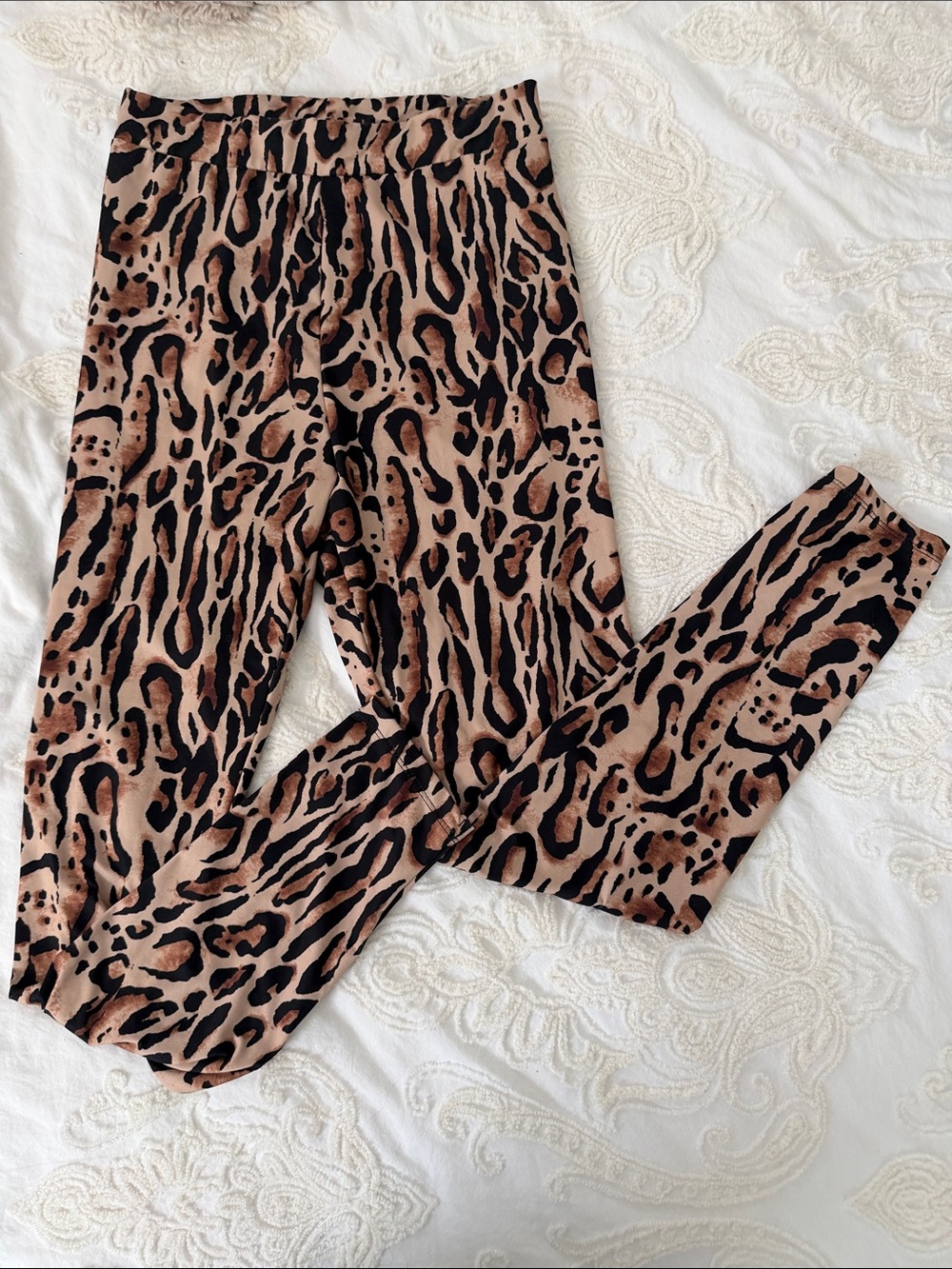 Zara Leopard Print High-Rise Leggings - Brown & Black